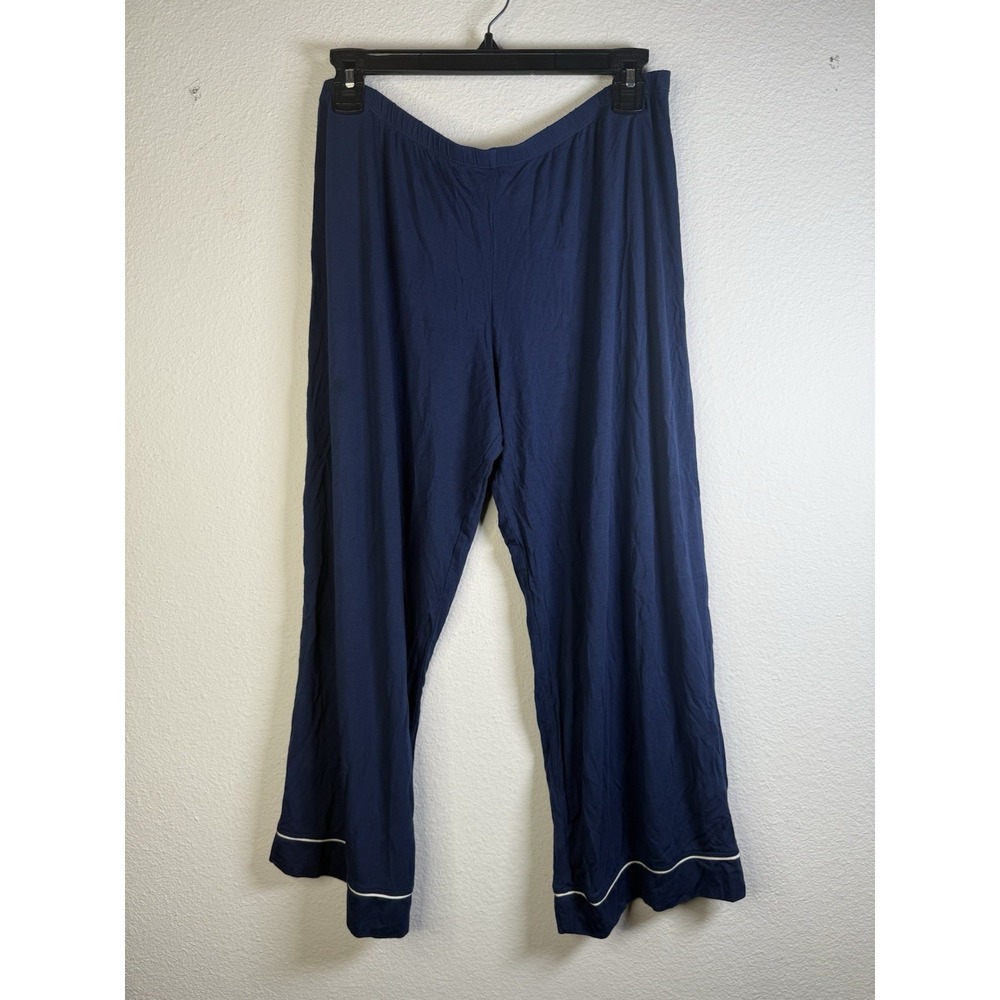 Eberjey Gisele Tencel Modal Relaxed Pajama Top & Crop Pants Set Large Navy Blue - Picture 4 of 7
